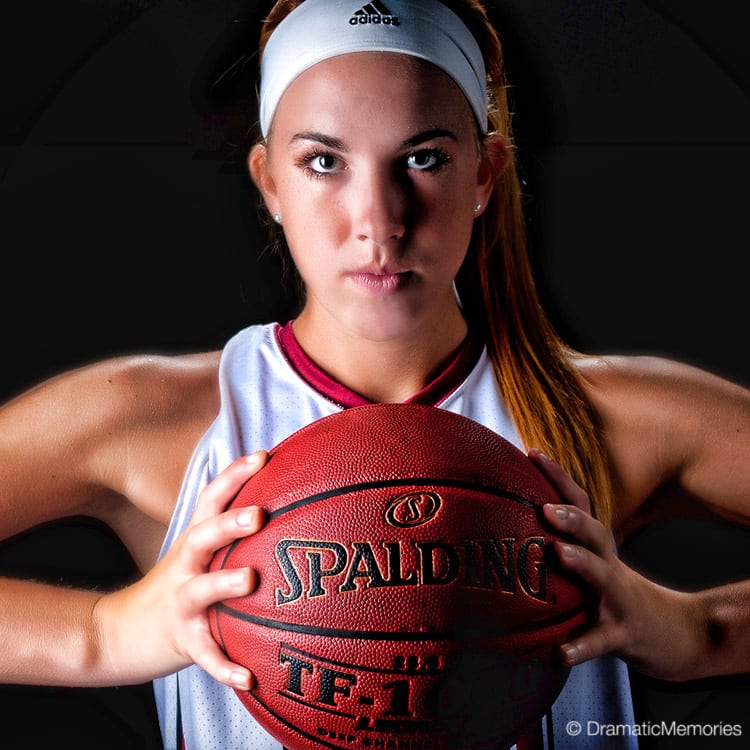 Sports Senior Pictures Dramatic Girl Basketball Player