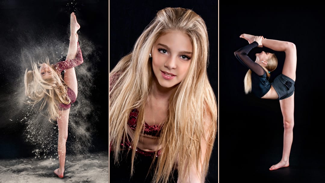 collage of a young dancer in three dance poses