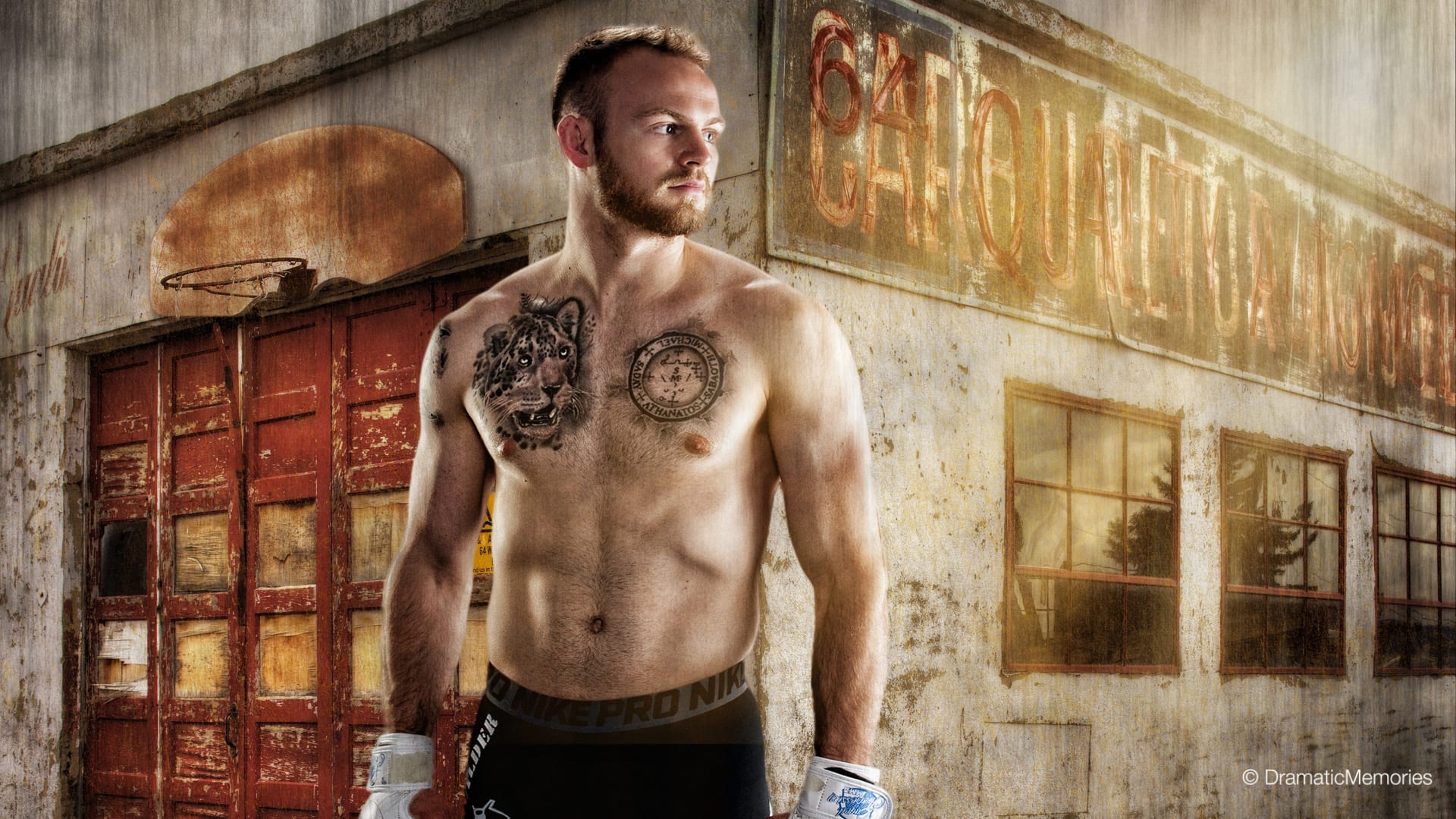 Sports Photography MMA Fighter Near Old Building