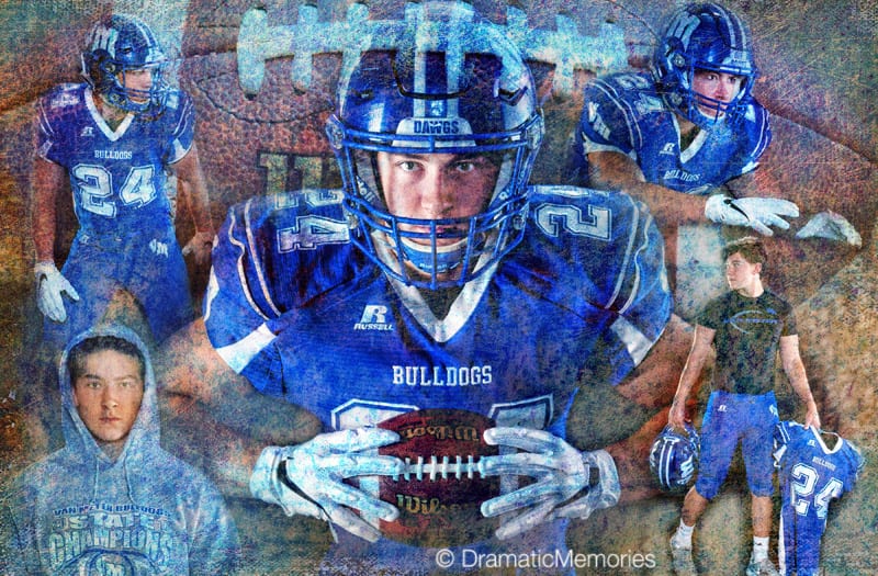 football player in artistic montage